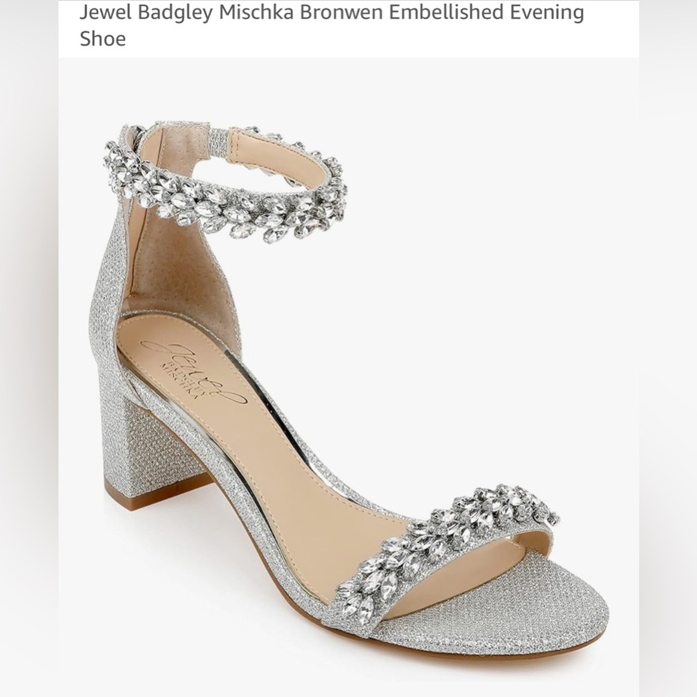 BADGLEY MISCHKA JEWEL BRONWEN SILVER EMBELLISHED EVENING WEDDING PROM SIZE 8